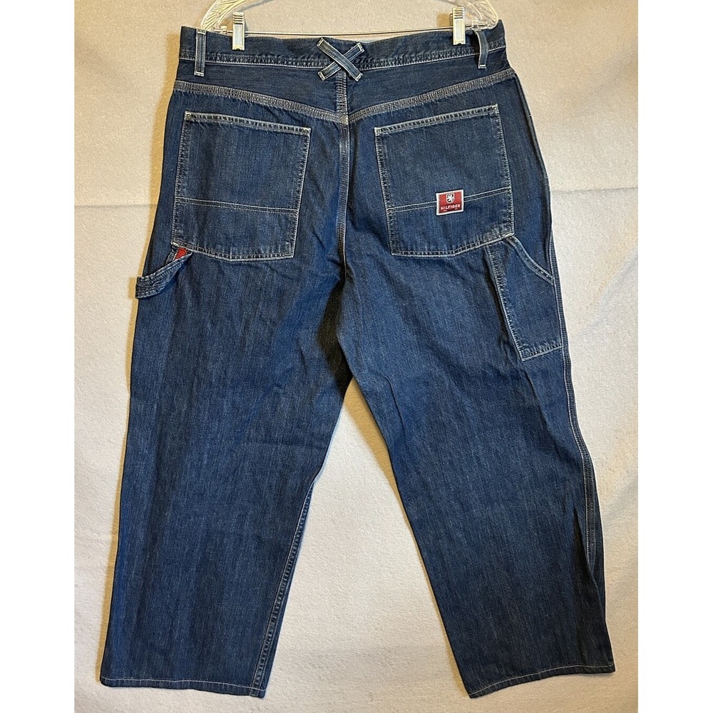 Y2K Tommy Hilfiger Carpenter Jeans Red Label Wide Baggy Skater 36x29 Tagged 34L